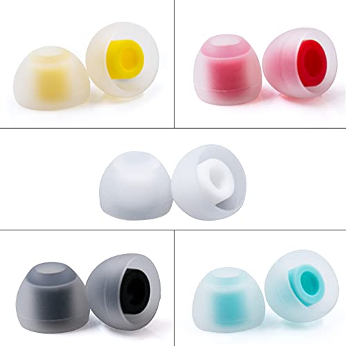 KBEAR 07イヤーピース シリコンイヤホンパッド 重低音強化イヤホンキャップ 音質向上イヤーチップ柔らかい 滑り止めイヤホン ピース5サイズ（S、M-、M、M+、L）セットハイブリッド対応カラフルイヤホンゴム (イヤピース5サイズ)